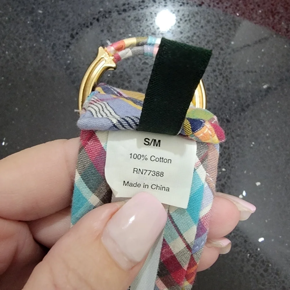 J.Crew Cotton Madras Plaid Fabric Belt with Gold Buckle - Picture 3 of 4